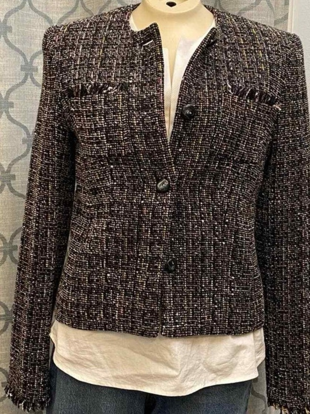 Bloomingdale Tweed Button-Front Jacket size NWOT